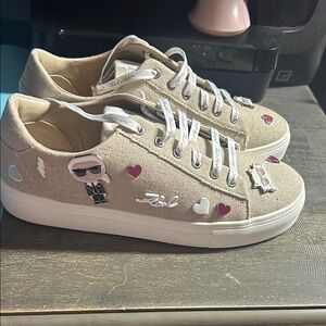 Karl Lagerfeld Paris Women's Cate Pins Lace-Up Sneakers 9.5